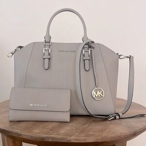 Michael Kors Gray Handbag and Wallet Set
